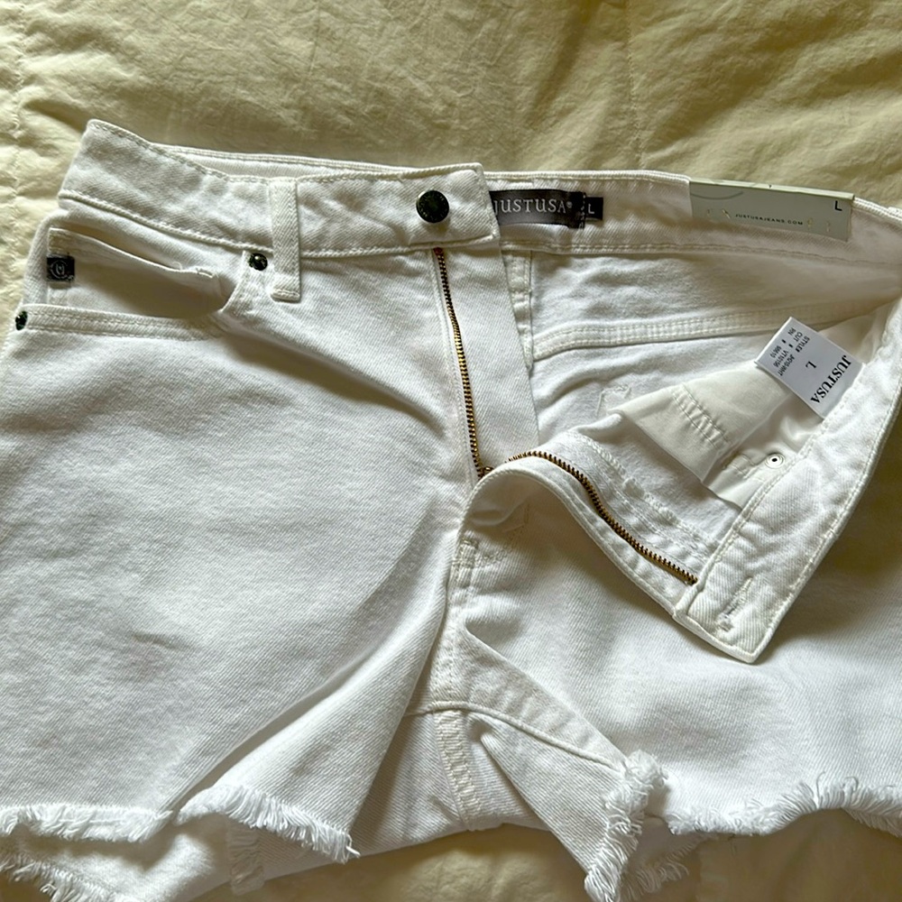 White Just USA shorts. Brand new, size large